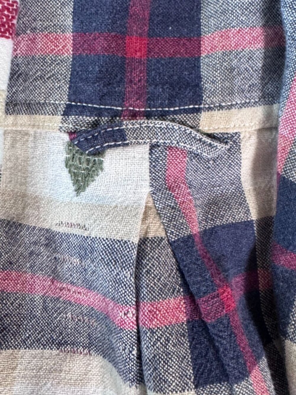 Vintage 80s Plaid Woven Hearts Cotton Short Sleeve Shirt Button Front - M - Picture 11 of 14